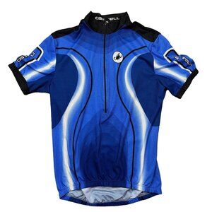 Castelli Blue White Men's Cycling Cycle Short Sleeve Workout Jersey Size X-Large